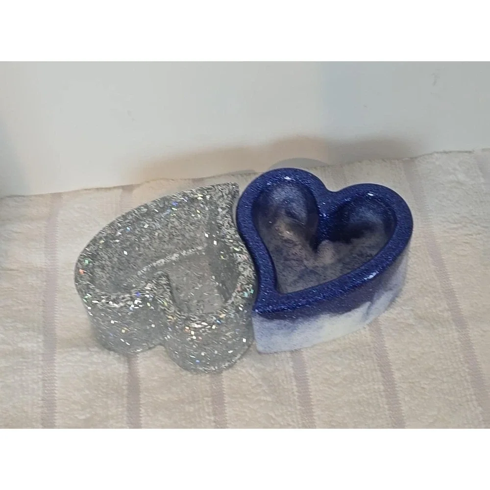 Handmade‎ Resin Blue And Silver Trinket Bixes. 756